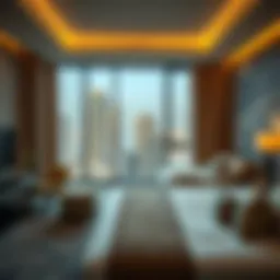 Luxury hotel suite in Dubai with stunning city views