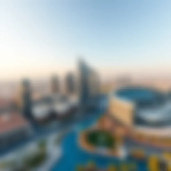A panoramic view of Dubai Media City showcasing its modern architecture