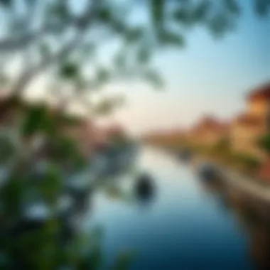 A scenic representation of the unique themed zones within Dubai Riverland, highlighting cultural diversity.