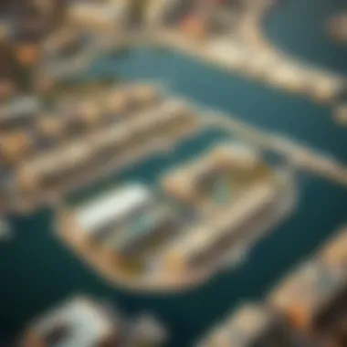 Aerial view of the vibrant community around Dubai Wharf