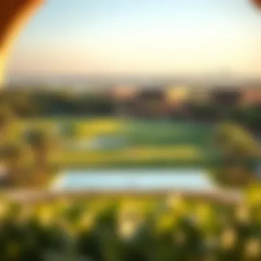 Panoramic view of the golf course adjacent to the villas, emphasizing tranquility and leisure.