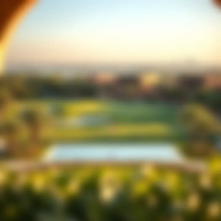 Panoramic view of the golf course adjacent to the villas, emphasizing tranquility and leisure.