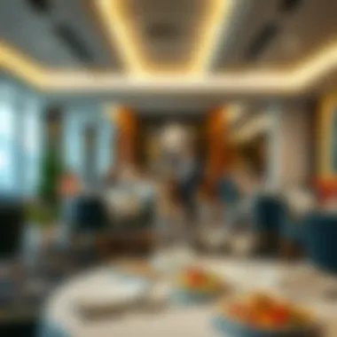 Gourmet Dining Experience in Emirates Lounge Emirates lounge dining area with gourmet food options