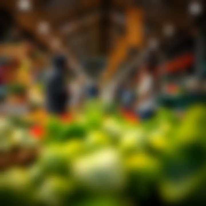 A vibrant farmer's market displaying fresh produce and local crafts