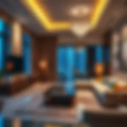 Luxurious hotel apartment living room near Dubai Mall