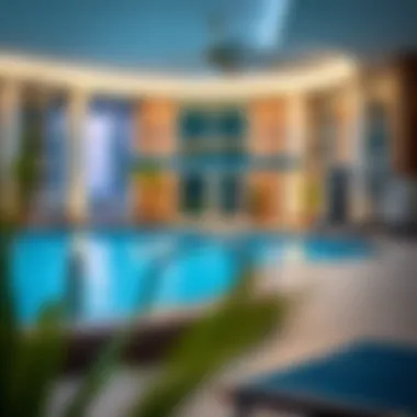 Modern amenities in hotel apartments including a swimming pool and gym