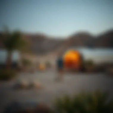 Outdoor activities near the caravans, highlighting lifestyle