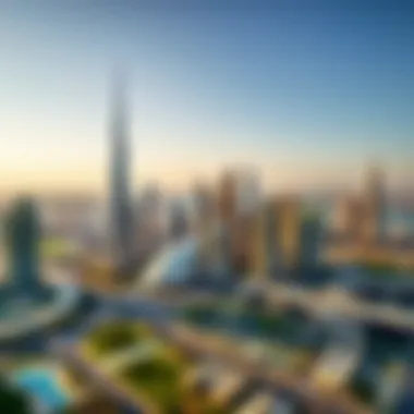 Aerial view of Dubai's skyline with Luxfolio developments