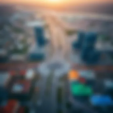 Aerial view of Mina Road showcasing the vibrant real estate development