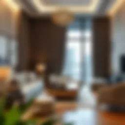 Stylish furnished 1 BHK living room in Bur Dubai