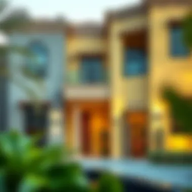 Exterior view of a villa with trending paint colors in Dubai.