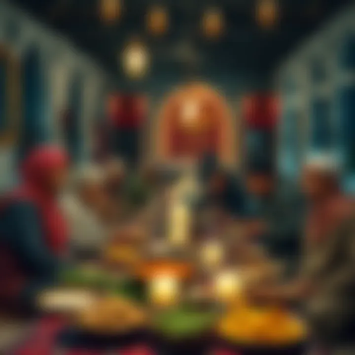 Community Iftar Celebration Traditional Iftar meal setup symbolizing community spirit