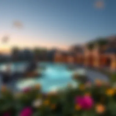 Amenities of Jumeirah Village Circle community including parks and pools