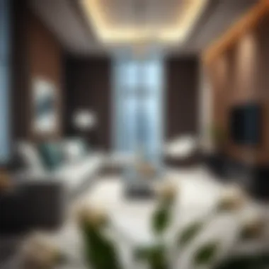 Cozy living room interior of a rental apartment in Jumeirah Village Circle