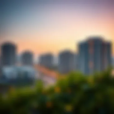 Stunning view of Jumeirah Village Circle skyline showcasing modern apartments