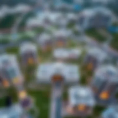 Aerial view of منطقة الروضة showcasing its unique architecture and green spaces