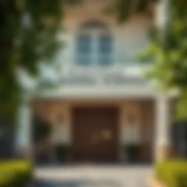 An inviting school entrance adorned with greenery and educational motifs.