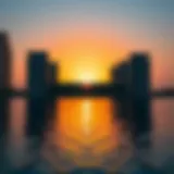 Stunning sunset view of Seven Palm reflecting on the water