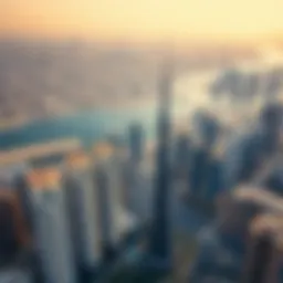 Aerial view of Dubai skyline showcasing iconic high-rise buildings