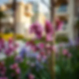 Vibrant spring bloom in a Dubai residential area