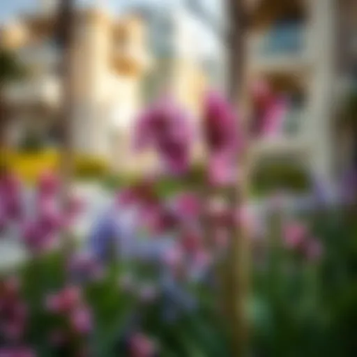 Vibrant spring bloom in a Dubai residential area