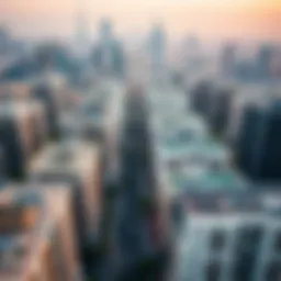 Aerial view of International City showcasing studio apartments