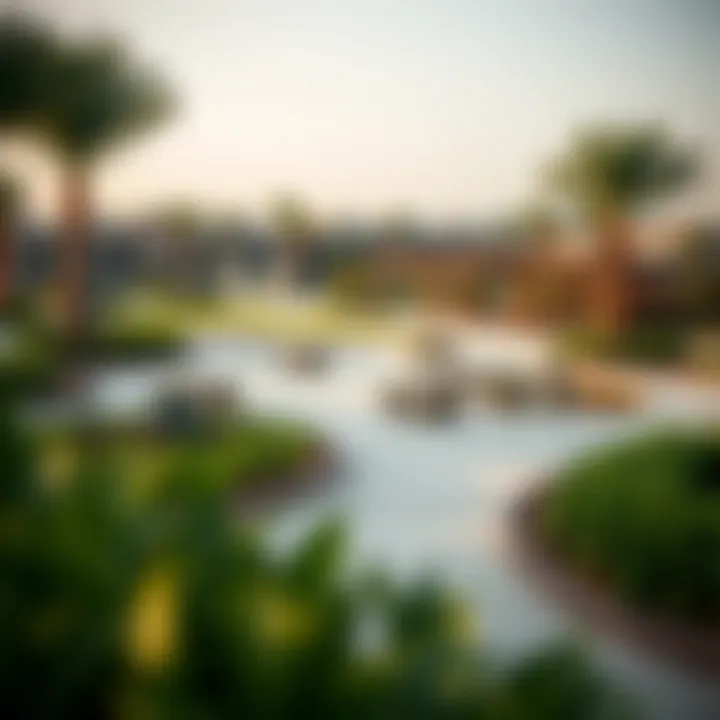 Community park featuring green spaces and recreational areas in Damac Hills