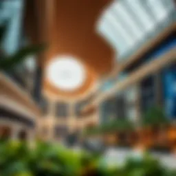 Architectural design of Dubai Hills Mall showcasing modern aesthetics