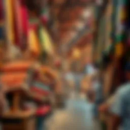 Traditional souk bustling with vibrant textiles and handcrafted goods