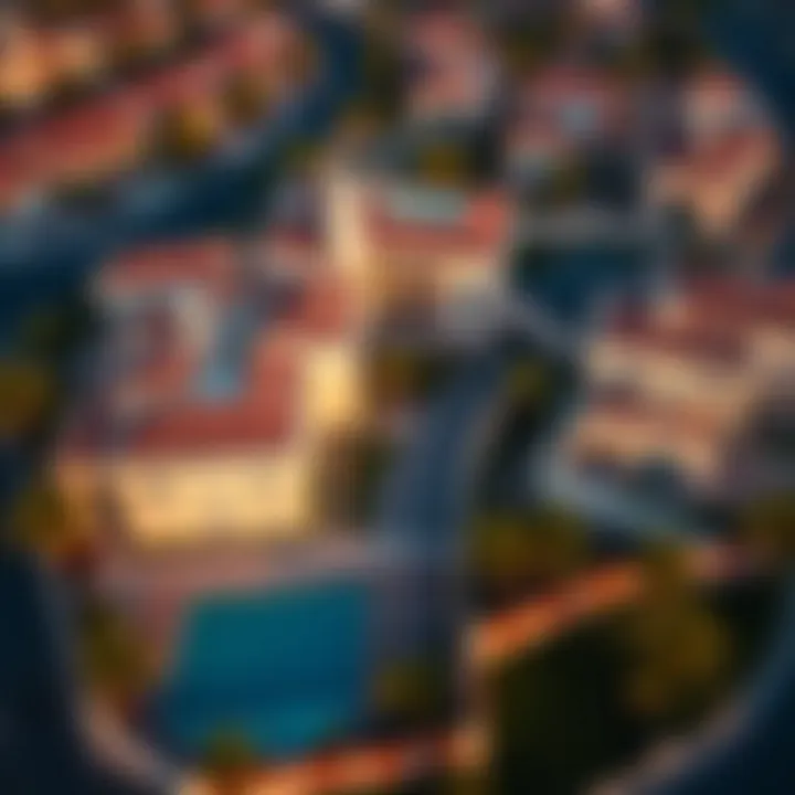 An aerial view of upscale villa community in Dubai