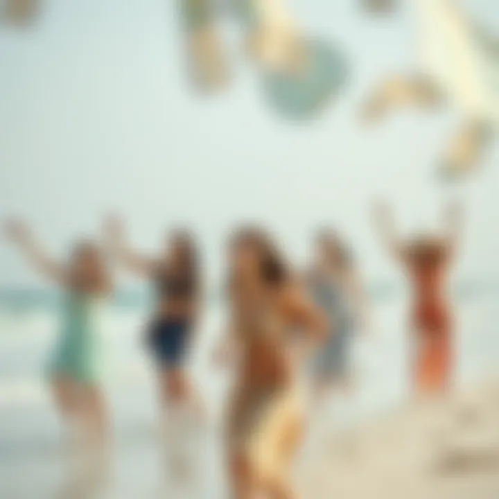 Group of women enjoying a day at the beach with activities