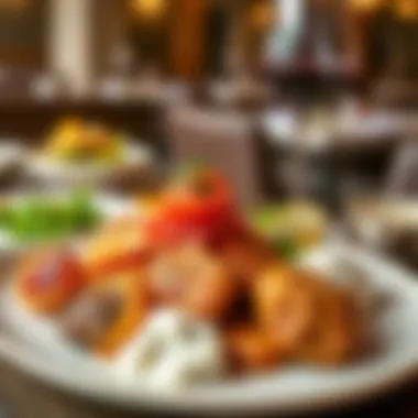 An exquisite plate of traditional Middle Eastern cuisine, showcasing local flavors and presentation.