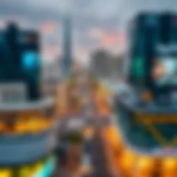 Aerial view showcasing the bustling Zayed First Street