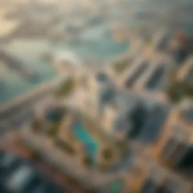 An aerial perspective of Fontaine Dubai illustrating its layout and surrounding area.