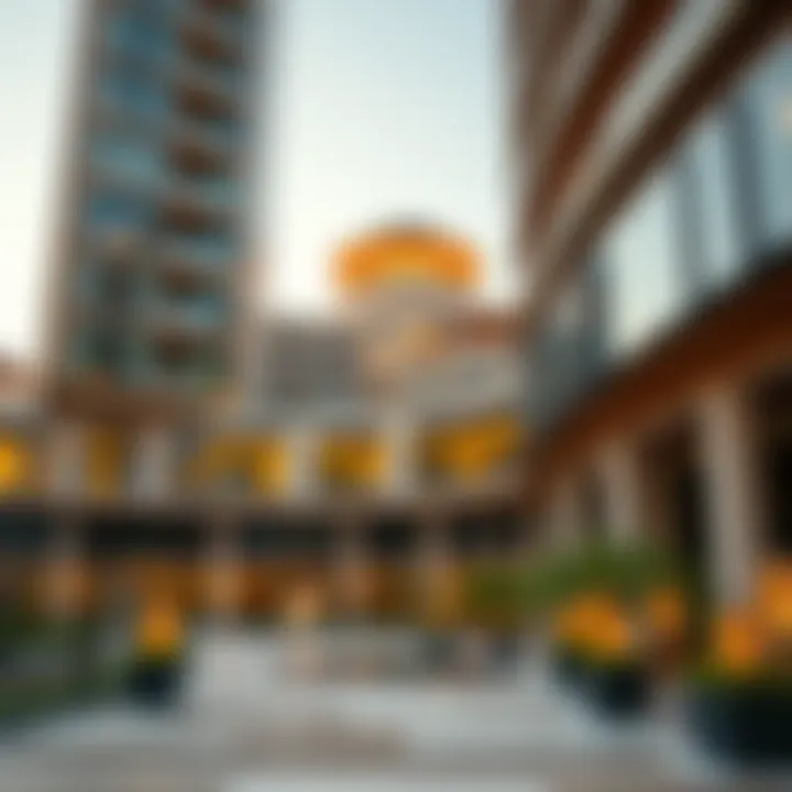 Close-up of the architectural details of Fontaine Dubai, highlighting its modern design.
