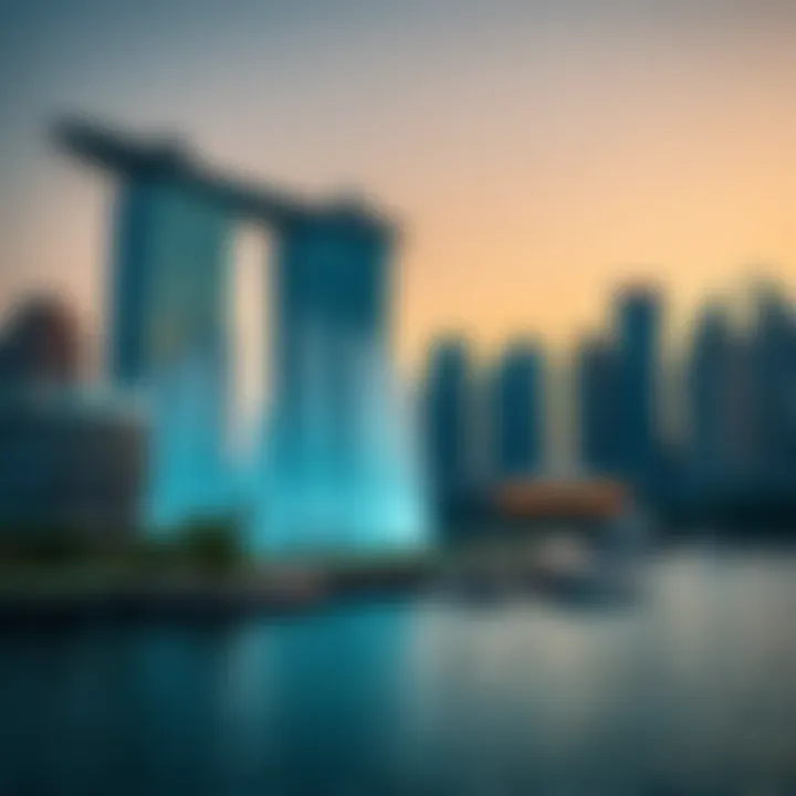 A stunning view of Fontaine Dubai showcasing the water display against the skyline.