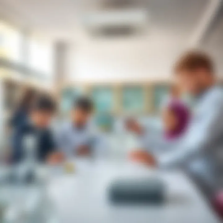 Students engaging in a science experiment in a well-equipped laboratory