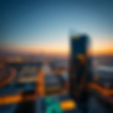 Aerial view showcasing the striking silhouette of the Hassanicor Building against the Dubai skyline