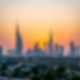 A serene view of Dubai skyline during sunset