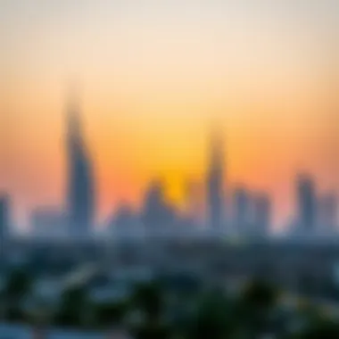 A serene view of Dubai skyline during sunset