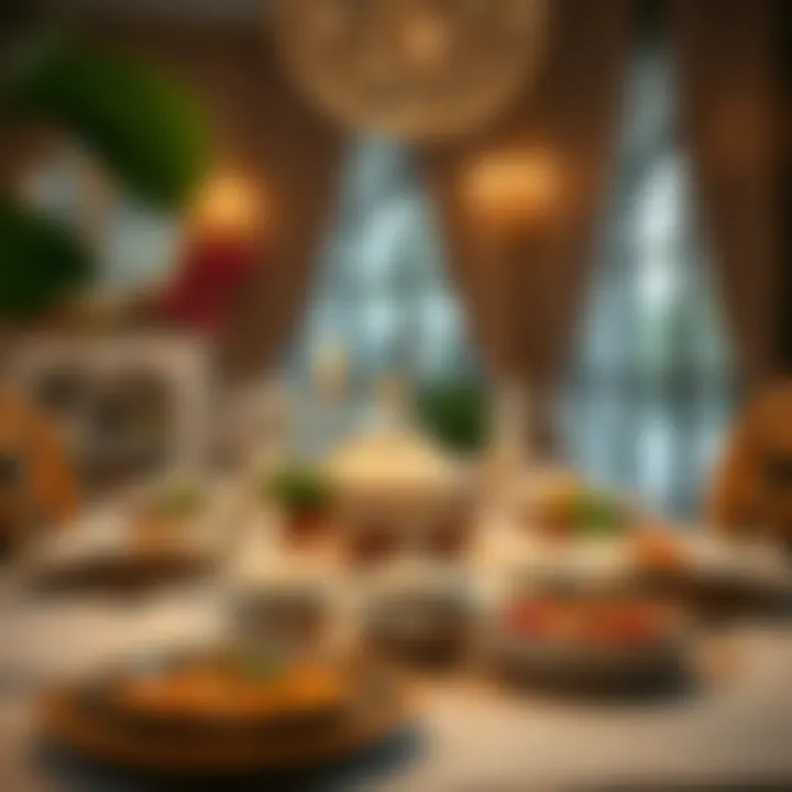 Traditional Iftar Table Setting A beautifully arranged table set for iftar with traditional dishes