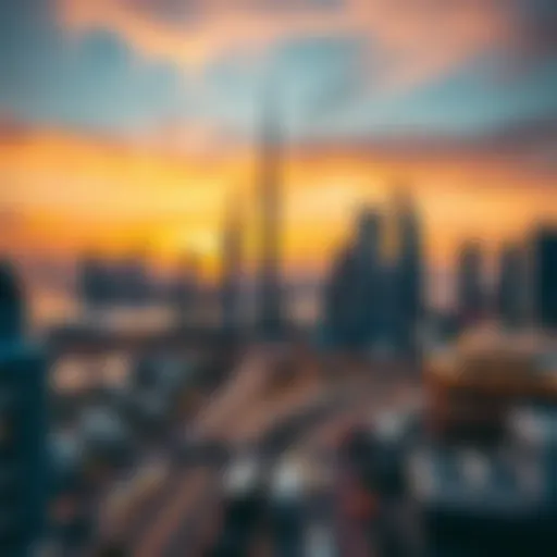 A stunning view of Dubai's skyline at sunset during Ramadan