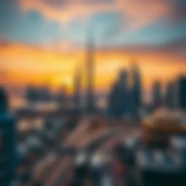 Dubai Skyline at Sunset A stunning view of Dubai's skyline at sunset during Ramadan