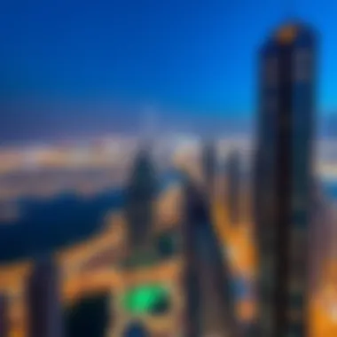 Panoramic view of Jumeirah Lake Towers from Al Mas Tower's upper levels