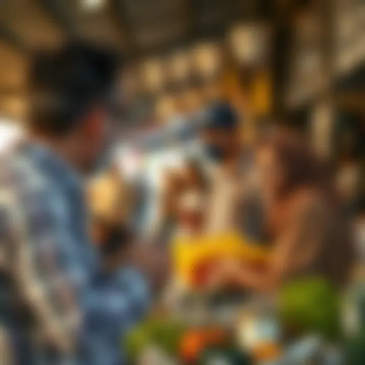 Community members engaging in a local market