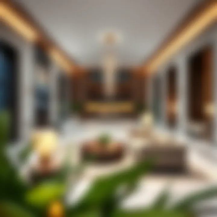 Luxurious amenities inside Latifa Tower including the lobby and lounge area