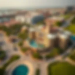 Aerial view of Madinat al-Child showcasing its architectural design