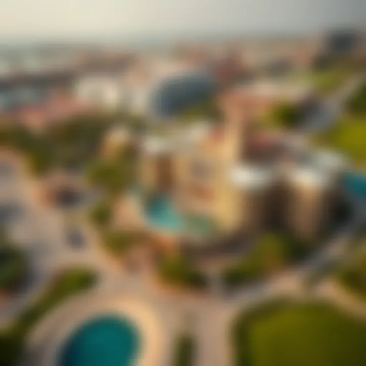 Aerial view of Madinat al-Child showcasing its architectural design