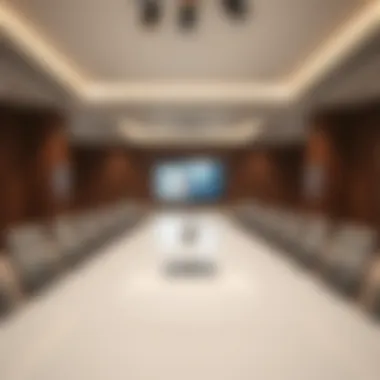 Business center equipped with advanced technology for meetings