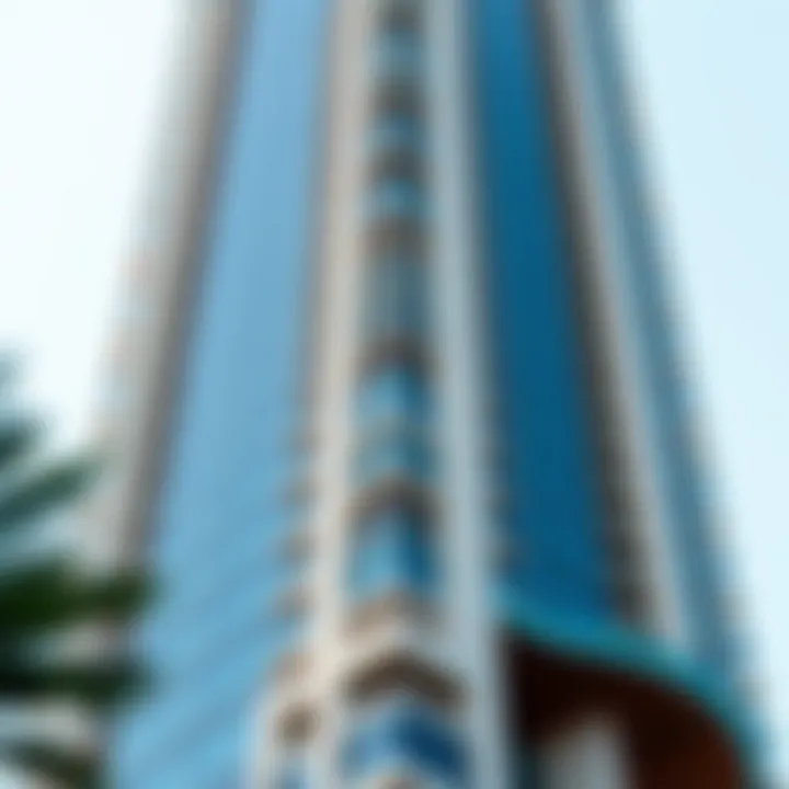 Close-up of Montrose Tower showcasing architectural details